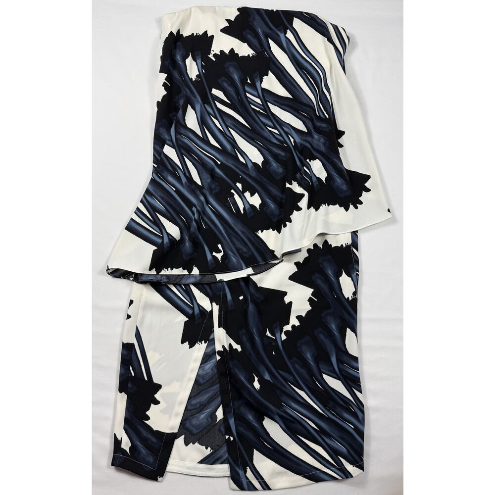 NWT Halston Heritage set of Strapless Top & pencil skirt white and  blue - Picture 2 of 16